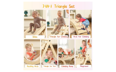 Pikler Triangle Set 7-in-1 | Gross Motor Skills | Sensory Development | Imaginative Play | Climbing & Sliding (1+)