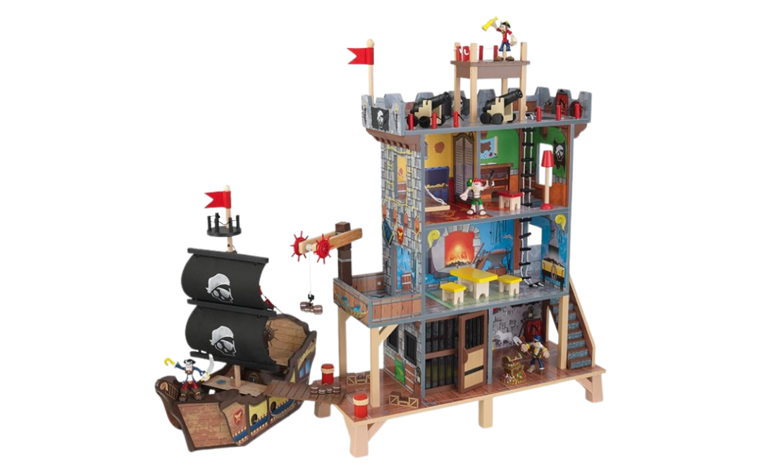 Pirate’s Cove Wooden Ship Playset | Imaginative Play | Fine Motor Skills | Social Skills | Interactive Adventure (3+)