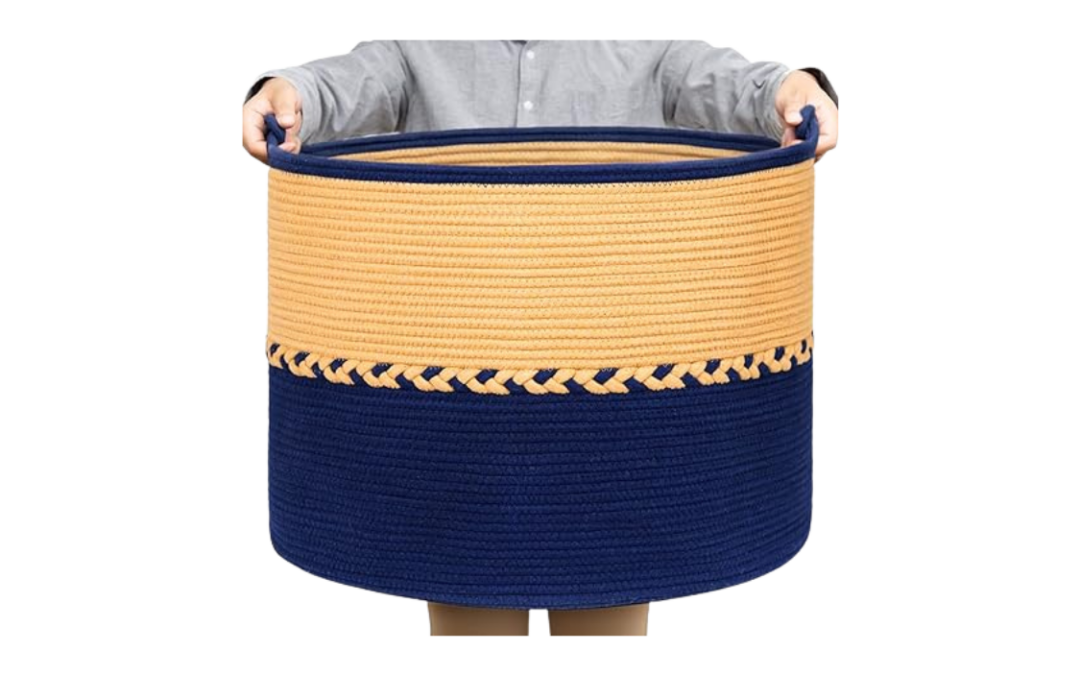 XXXL Large Rope Storage Basket | Organizational Skills | Gross Motor Play | Responsibility | Versatile Home Decor (24″ x 24″ x 18″)