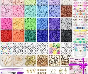 Gionlion 6000 Clay Beads Bracelet Making Kit | 24 Colors & Charms | Perfect for DIY Jewelry and Crafting