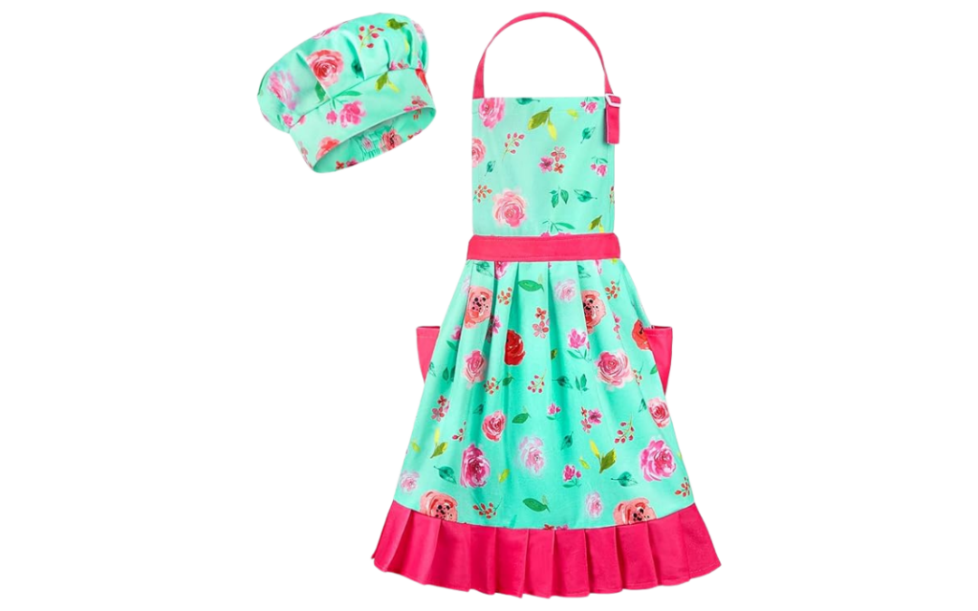 MHJY Kids Apron Hat Set | Responsibility & Independence | Fine Motor Skills | Confidence & Identity | Stylish Chef Fun (Ages 4+)