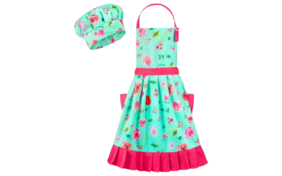 MHJY Kids Apron Hat Set | Responsibility & Independence | Fine Motor Skills | Confidence & Identity | Stylish Chef Fun (Ages 4+)