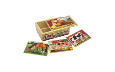 4-in-1 Farm Wooden Jigsaw Puzzles | Fine Motor Skills | Problem-Solving | Visual Perception | Storage Box Included (3+)