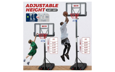 Adjustable Portable Basketball Hoop | Gross Motor Skills | Hand-Eye Coordination | Physical Fitness | Indoor & Outdoor Play (8+)