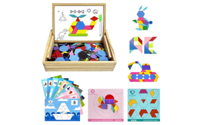 Wooden Pattern Blocks Set | Fine Motor Skills | Cognitive Development | Creativity | Imaginative Play (Ages 3+)