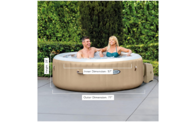 INTEX PureSpa Bubble Massage Inflatable Hot Tub – Portable 4-Person Spa with Energy-Efficient Cover, Saltwater Ready (77″ x 28″)