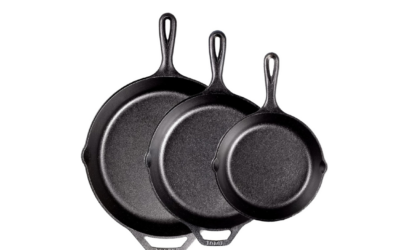 Lodge Pre-Seasoned Cast Iron Skillet Set – 3-Piece Set Includes 8″, 10.25″, and 12″ Skillets for Versatile Cooking