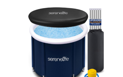 SereneLife Inflatable Cold Plunge Tub – Insulated Ice Bath Tub for One Person with Lid, 78-Gallon Capacity, Portable Recovery Pool for Athletes (Black)