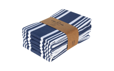 Urban Villa 6-Pack Kitchen Towels – 20×30 Inch Extra Large 100% Cotton Dish Towels, Highly Absorbent Blue & White Tea Towels with Hanging Loops