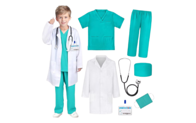 GIFTINBOX Kids Doctor Costume | Lab Coat with Real Stethoscope for Pretend Play, Creativity & Career Exploration (Ages 3-12)