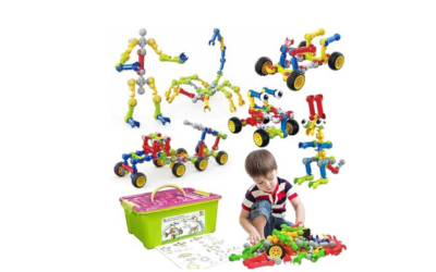 STEM Building Toys – 180-Piece Educational Blocks Set with Storage Box (Ages 3-8)