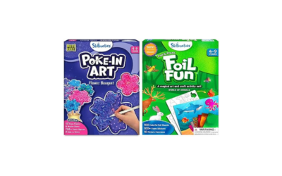 Skillmatics Poke-in Art Flower Bouquet & Foil Fun Animals Bundle – Mess-Free DIY Craft Kit for Kids (Ages 4-9)