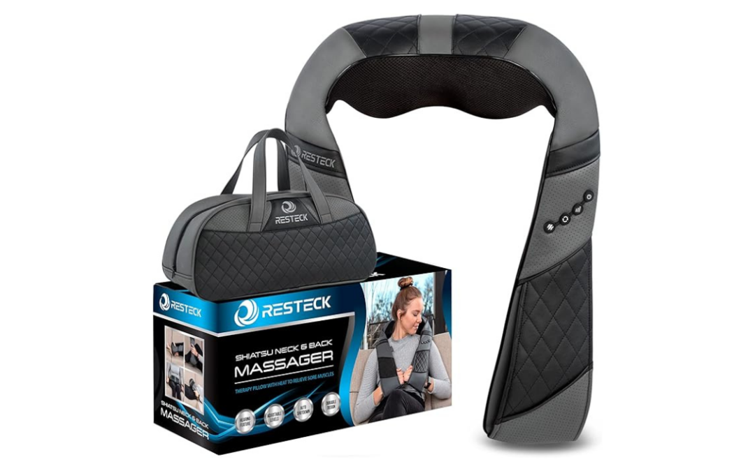 RESTECK Neck and Back Massager with Heat – 3D Shiatsu Kneading Pillow for Deep Tissue Muscle Pain Relief, Electric Shoulder, Foot, Leg, and Body Massage for Home, Office, and Car