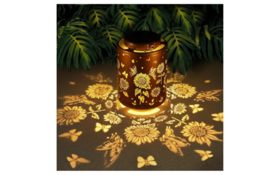 Solar Outdoor Lanterns – Butterfly & Sunflower LED Garden Lights, Waterproof Hanging Metal Lantern, Patio & Yard Decorations, Christmas Gifts for Women & Grandma