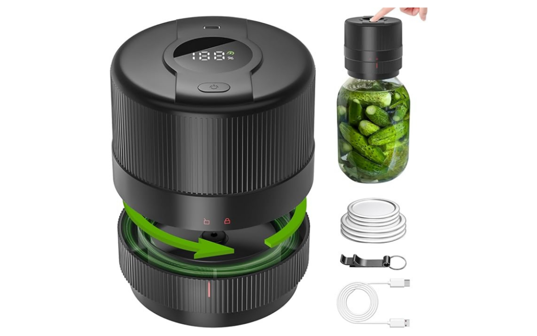 Mason Jar Vacuum Sealer Kit – Electric Sealer for Wide & Regular Mouth Mason Jars, Portable Canning Vacuum Sealer, Perfect Valentine’s Day Gift for Mom & Grandma