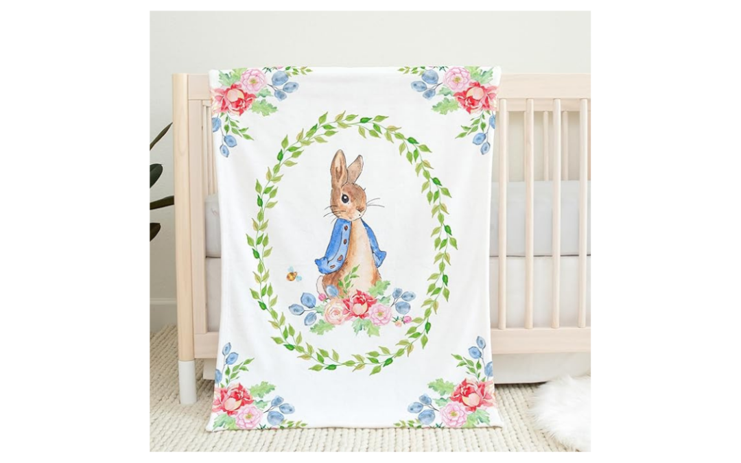 UNIQUE Rabbit Ultra Soft Fleece Baby Blanket 30x40in, Cute Rabbit Baby Blanket, Gender Neutral