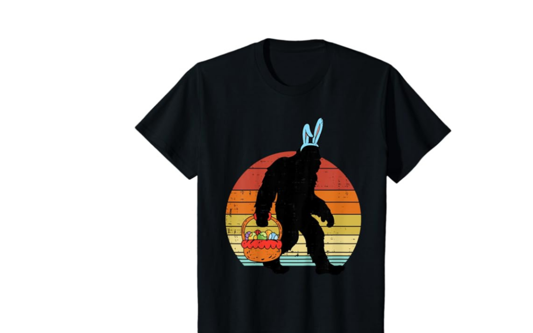 Bigfoot Sasquatch Bunny Easter Eggs Retro Men Women Kids T-Shirt