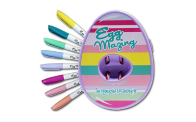 The Eggmazing Egg Decorator Easter Egg Decorator Kit – Arts and Crafts Set – Includes Egg Decorating Spinner and 8 Colorful Quick Drying Non Toxic Markers (Purple)