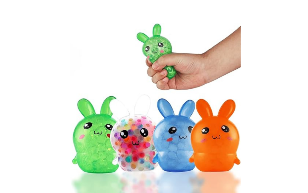Easter Basket Stuffers, 4 Pack Squishy Easter Bunny Stress Balls for Adults, Easter Basket Stuffers, Easter Toys Stress Relief Fidget Balls ,Easter Basket Ideas Gifts