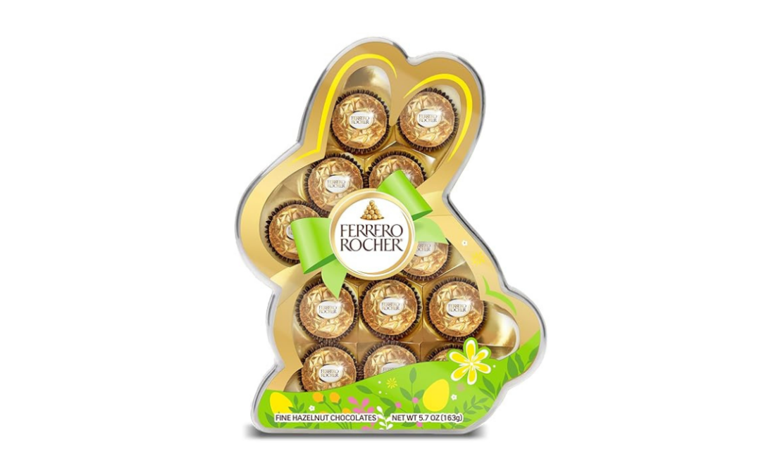 Ferrero Rocher, 13 Count, Premium Gourmet Milk Chocolate Hazelnut, Individually Wrapped Candy for Gifting in a Bunny-Shaped Box